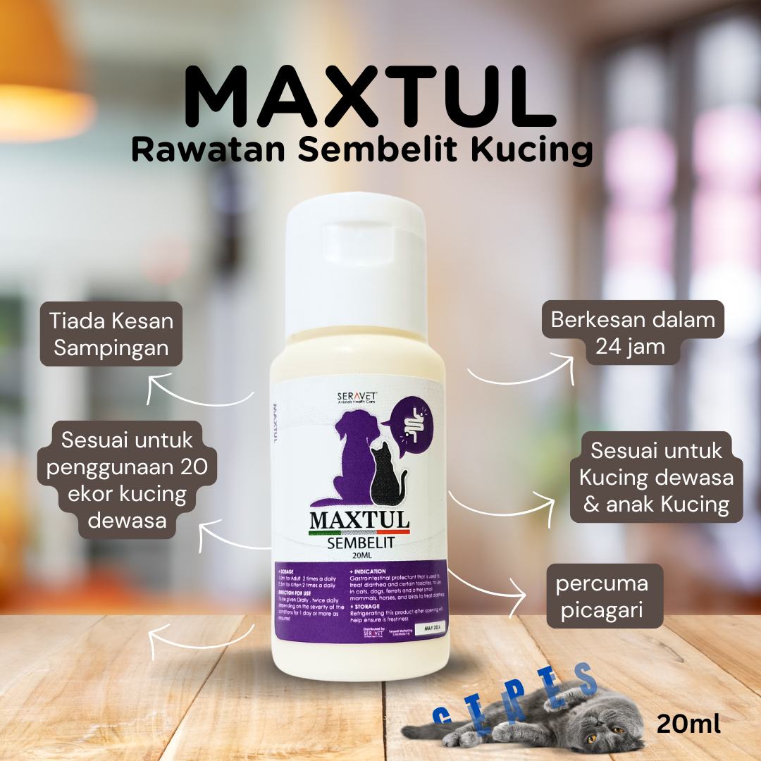 Maxtul Ubat Meredakan Sembelit Kucing & Anjing (20ml)