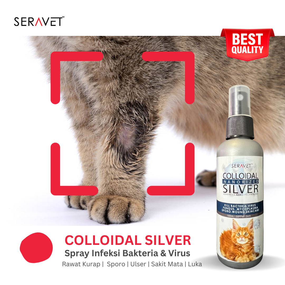 Colloidal Silver spray kucing / anjing luka kurap kudis (100ml)