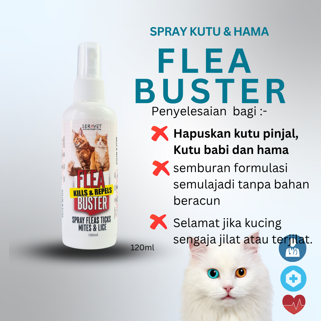 Flea Buster Hapuskan kutu pinjal telur kutu dan hama (120ml)