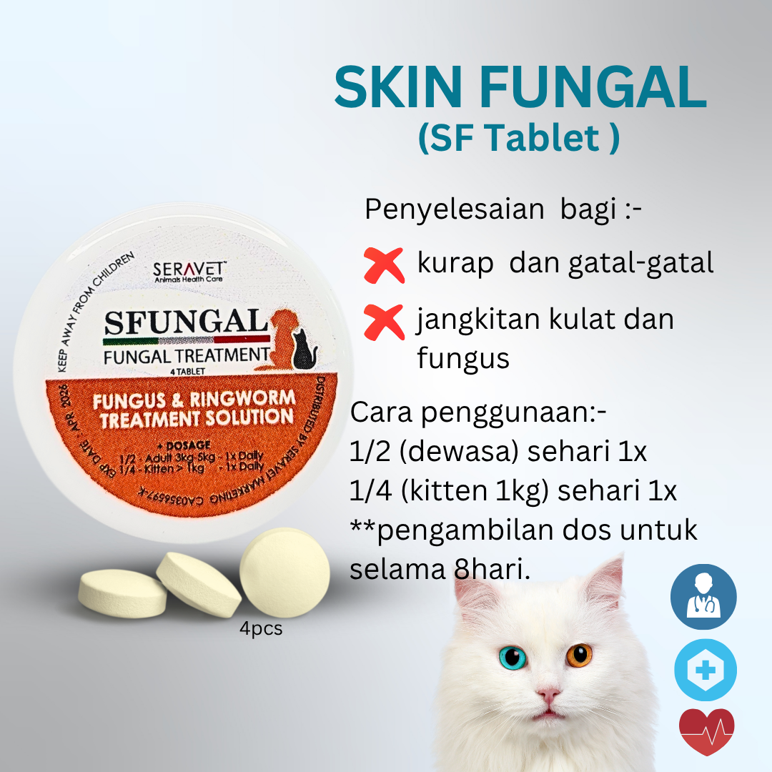 Skin Fungal Tab ubat makan kurap gatal-gatal kucing/anjing