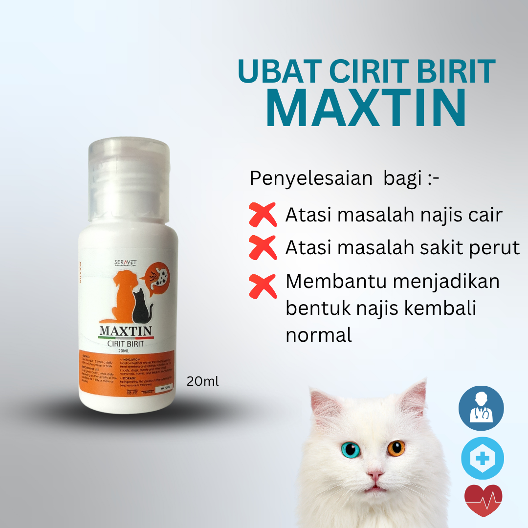 Maxtin ubat cirit birit kucing/anjing (20ml)
