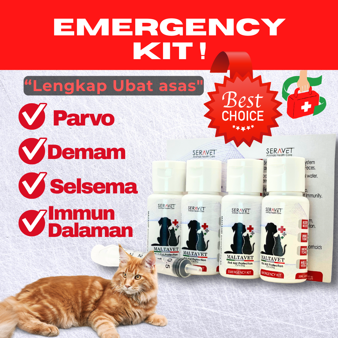 Set Maltavet emergency kit lengkap ubat asas kucing/anjing